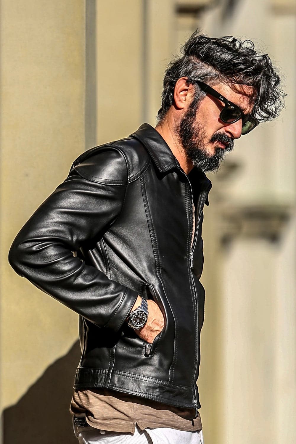 Elton Gold Collar jacket man 100% genuine leather Made in Italy - Barone Firenze