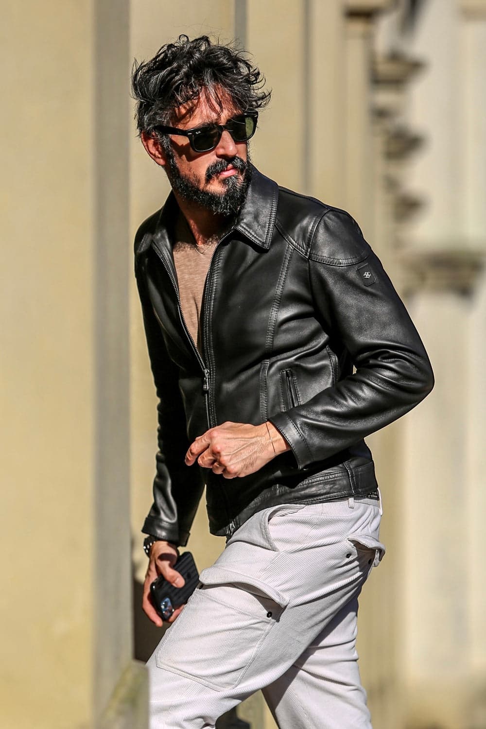 Elton Gold Collar jacket man 100% genuine leather Made in Italy - Barone Firenze