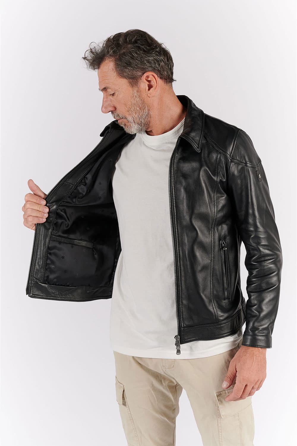 Elton Gold Collar jacket man 100% genuine leather Made in Italy - Barone Firenze