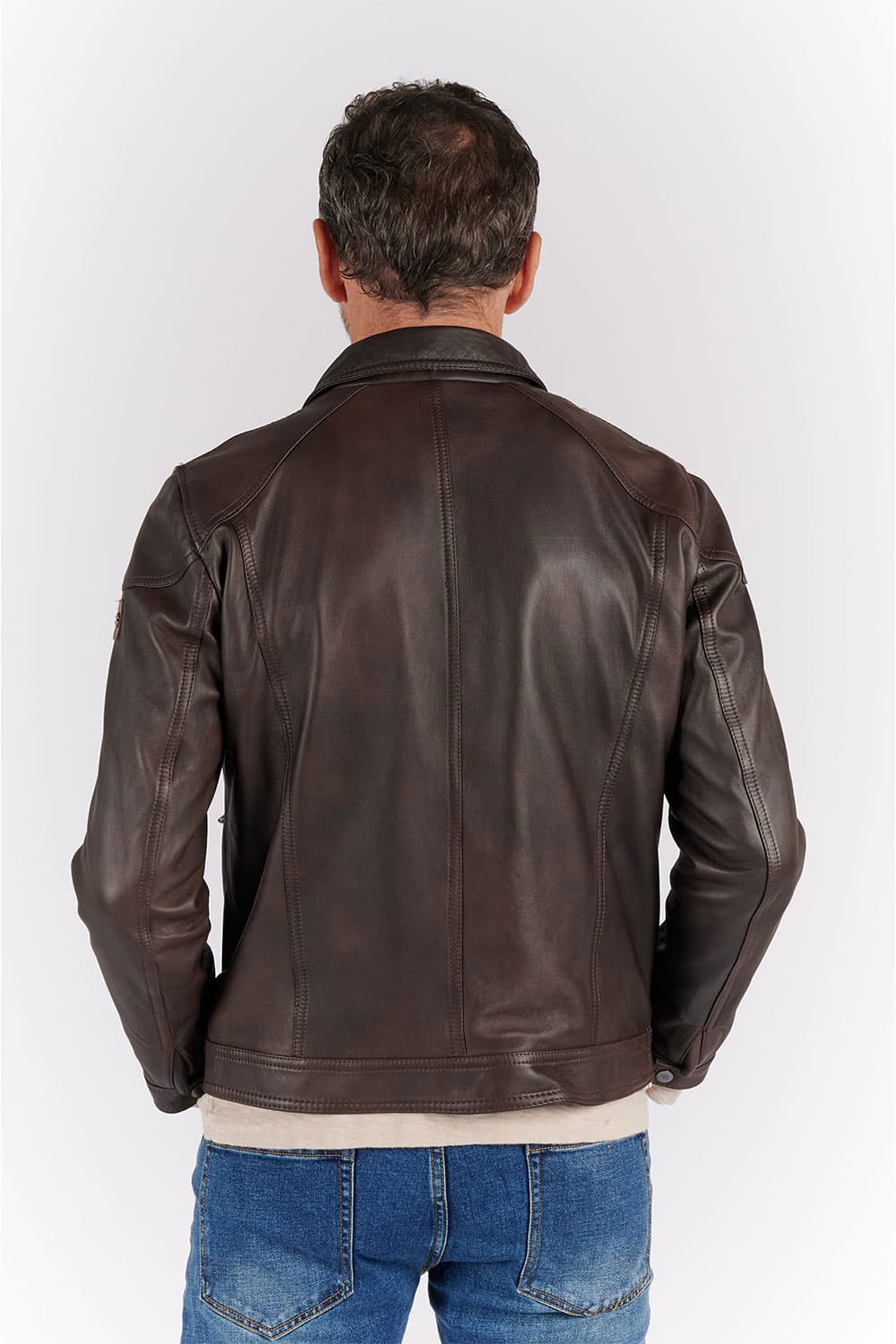 Elton Gold Collar jacket man 100% genuine leather Made in Italy - Barone Firenze