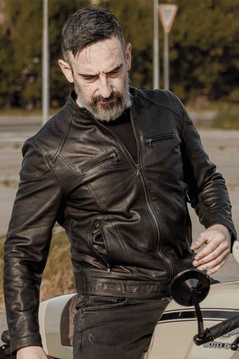 Elton Gold Nappa leather jacket for men 100% genuine leather Made in Italy - Barone Firenze