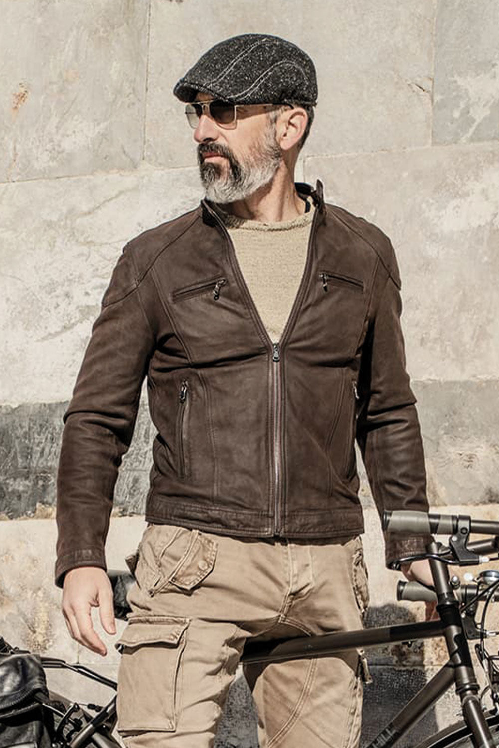 Elton Gold Oleato Testa di Moro men's jacket 100% genuine leather Made in Italy - Barone Firenze