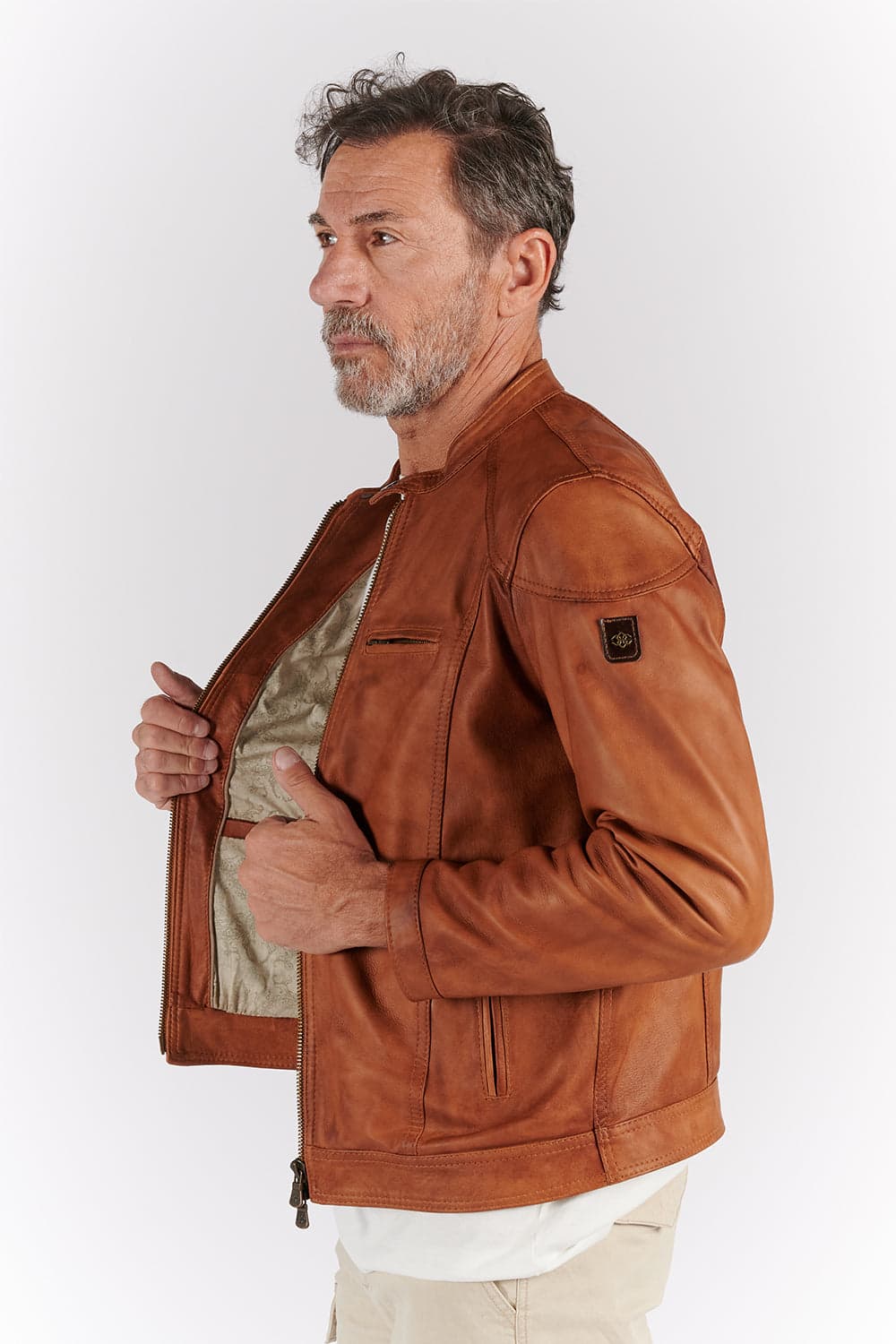 Elton Gold Vintage jacket man 100% genuine leather Made in Italy- Barone Firenze