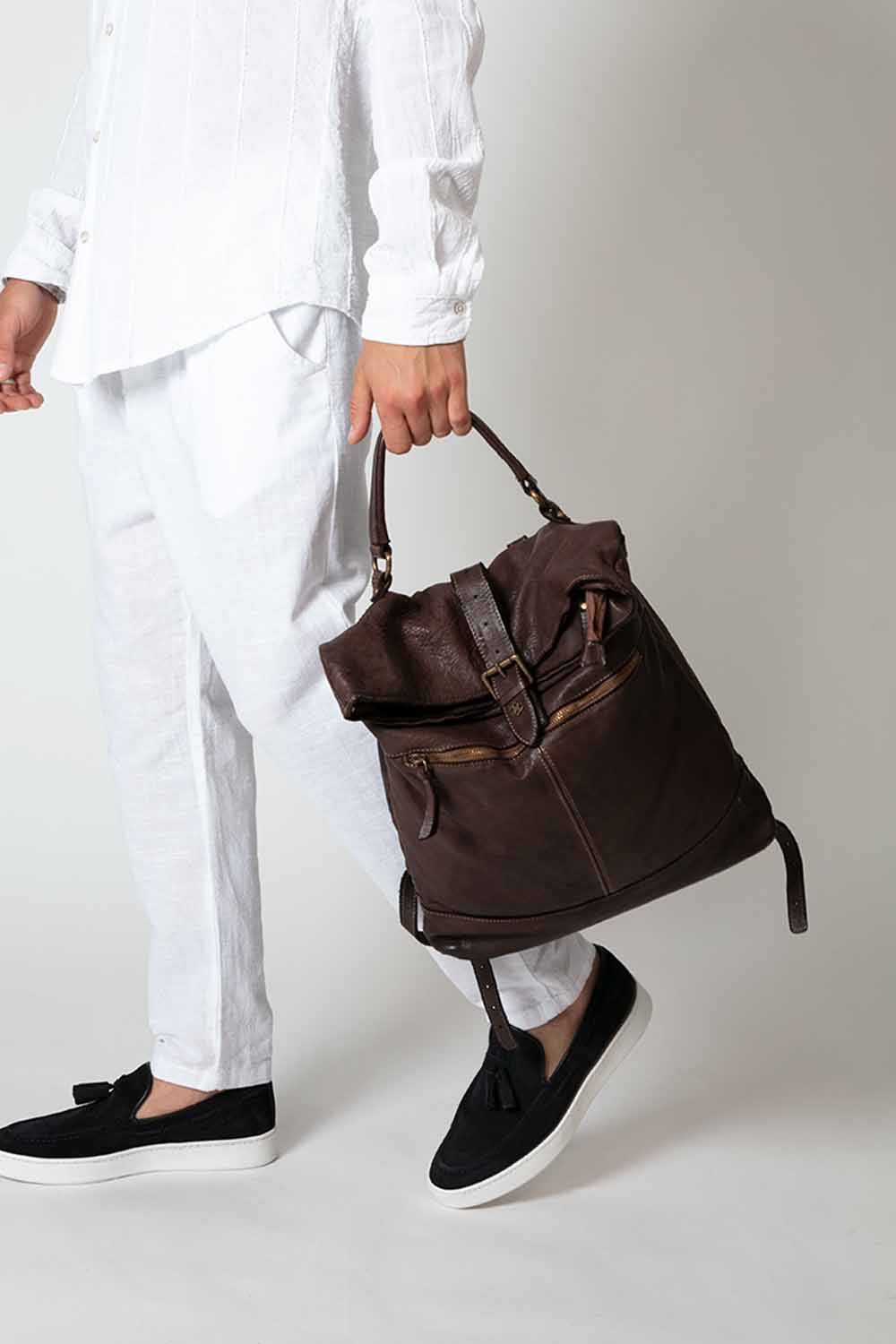 Grosseto Gold backpack 100% genuine leather Made in Italy - Barone Firenze